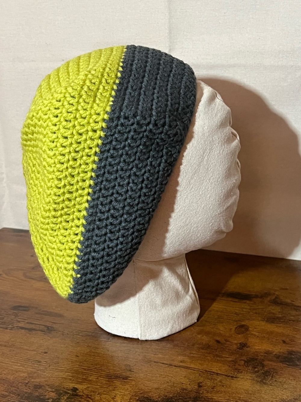 Handmade Crochet Rasta Tam Hat | Slouchy Beanie for Locs | Gray & Green